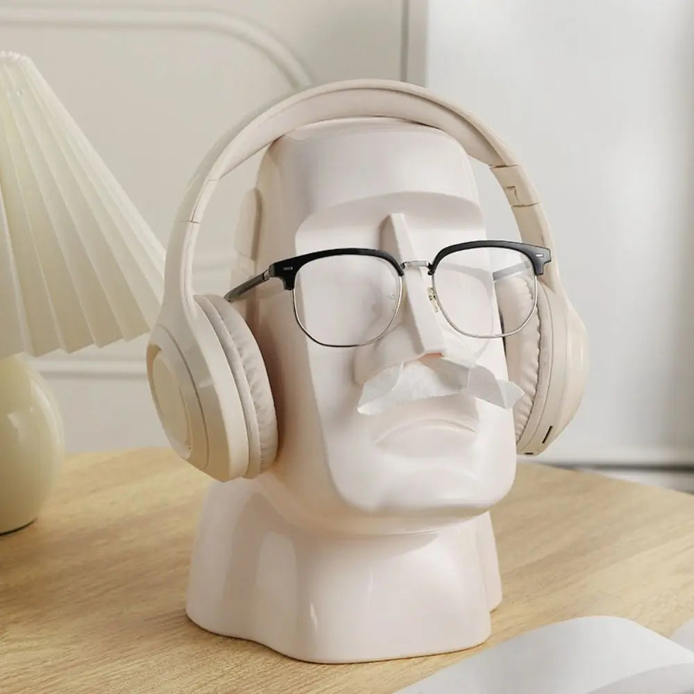 Stone Statue Tissue Box Headphone Holder