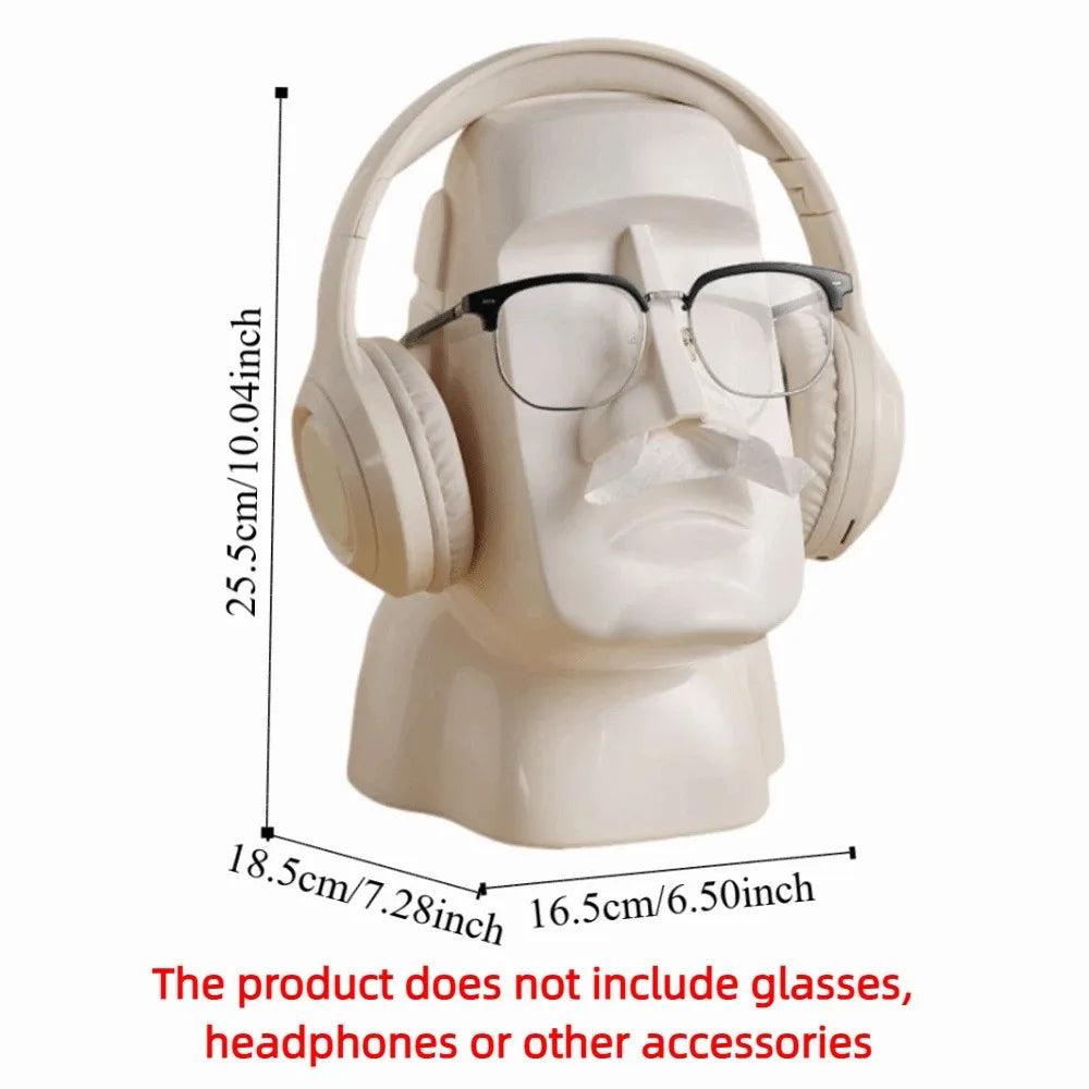 Stone Statue Tissue Box Headphone Holder