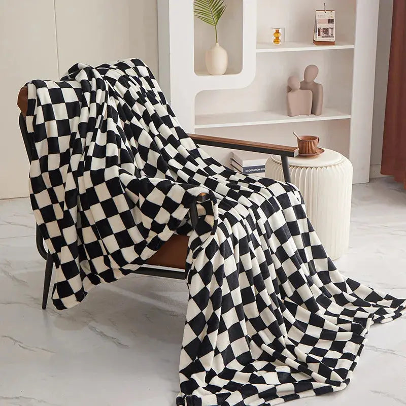 New Ins Checkerboard Blanket Classic Plaid Sofa Blanket Spring and Summer Air Conditioning Blanket Office Nap Shawl Cushion  Product variant