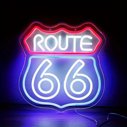 Historic Route 66 Neon Sign, Home Art Man Cave Neon Lights, For Bedroom Home Office Hotel Cafe Recreation Room Wall Decor  Product variant