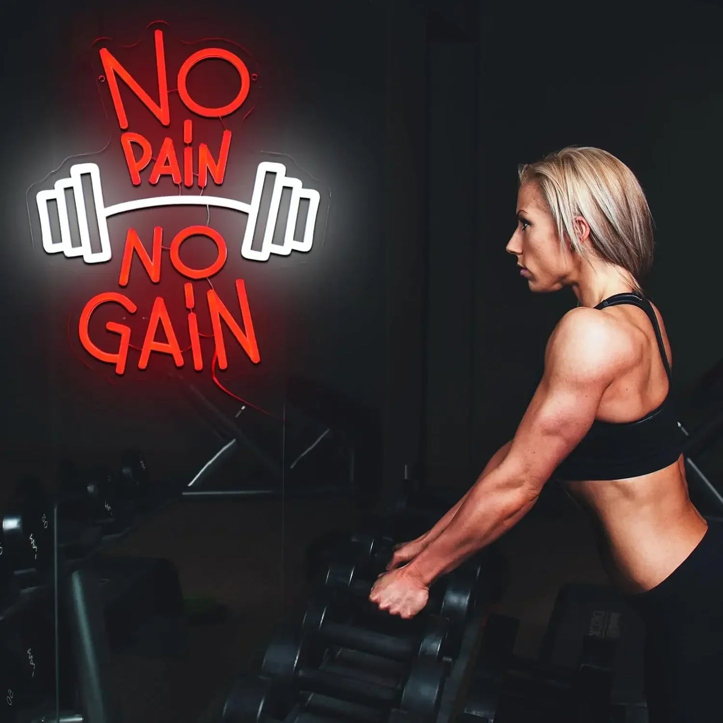 No Pain No Gain Neon Sign Motivational Gym Wall Art LED Light for Home Fitness Room Decoration Gift for Men Women Workout  Product variant