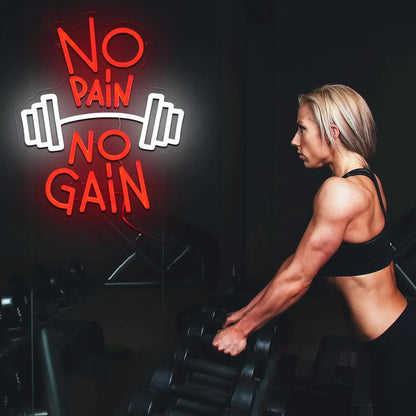 No Pain No Gain Neon Sign Motivational Gym Wall Art LED Light for Home Fitness Room Decoration Gift for Men Women Workout  Product variant