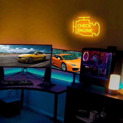Garage Car Service Neon Led Sign Light Auto Repair Shop Car Check Engine Game Room Decor Wall Bar Neon Lights Lamp  Product variant