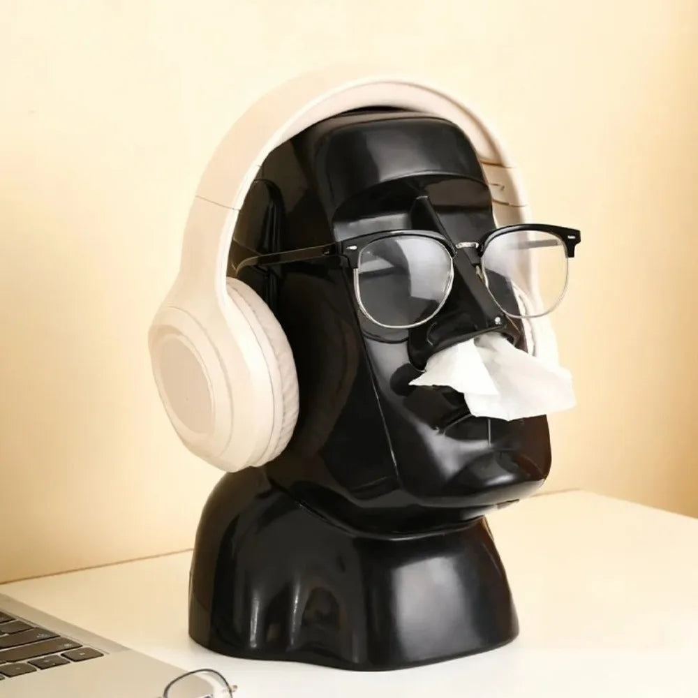 Stone Statue Tissue Box Headphone Holder