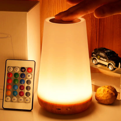 Dimmable Touch Night Lamp Wood Base