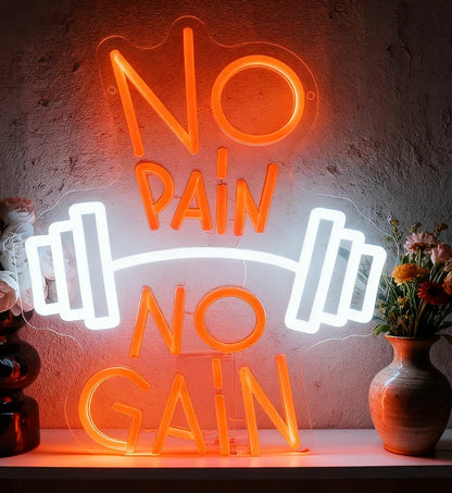 No Pain No Gain Neon Sign Motivational Gym Wall Art LED Light for Home Fitness Room Decoration Gift for Men Women Workout  Product variant