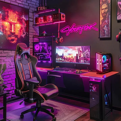Cyberpunk Neon Sign, Pink Letter Sign, Used For Wall Decor, Unique Gift For Computer Enthusiasts, E-Sports Room, Man Cave Decor.  Product variant