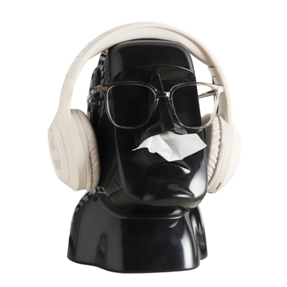 Stone Statue Tissue Box Headphone Holder