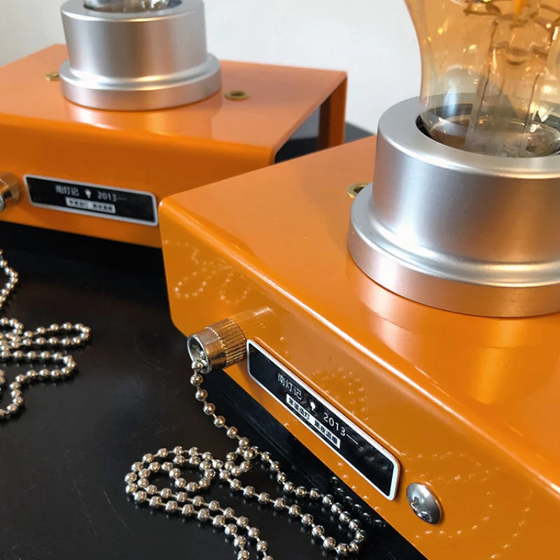 Retro Industrial Orange Table Lamps