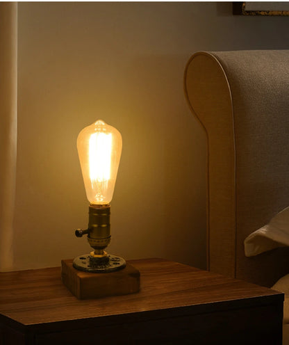 Vintage Wood Industrial Table Lamp