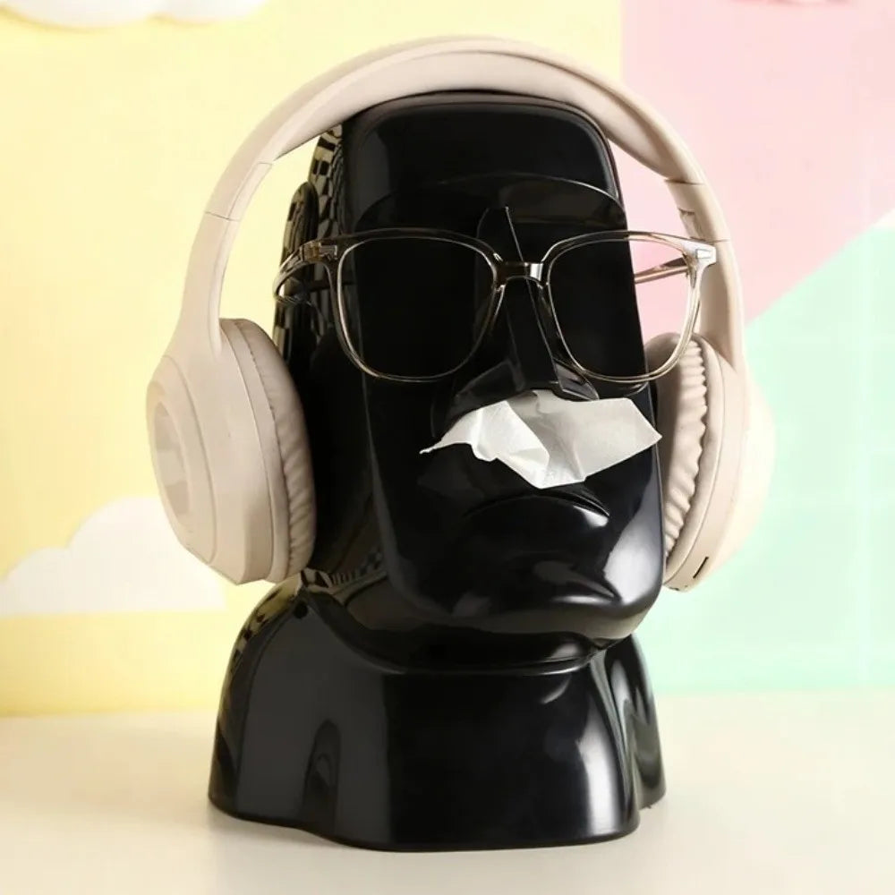 Stone Statue Tissue Box Headphone Holder