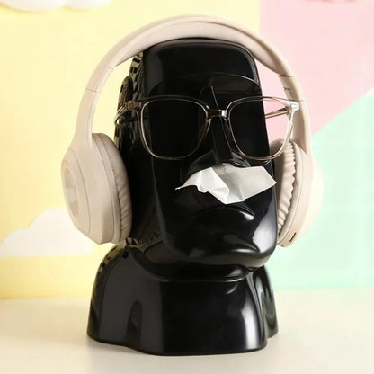 Stone Statue Tissue Box Headphone Holder