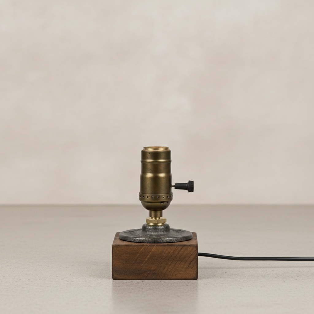 Vintage Wood Industrial Table Lamp - Type A no Bulb