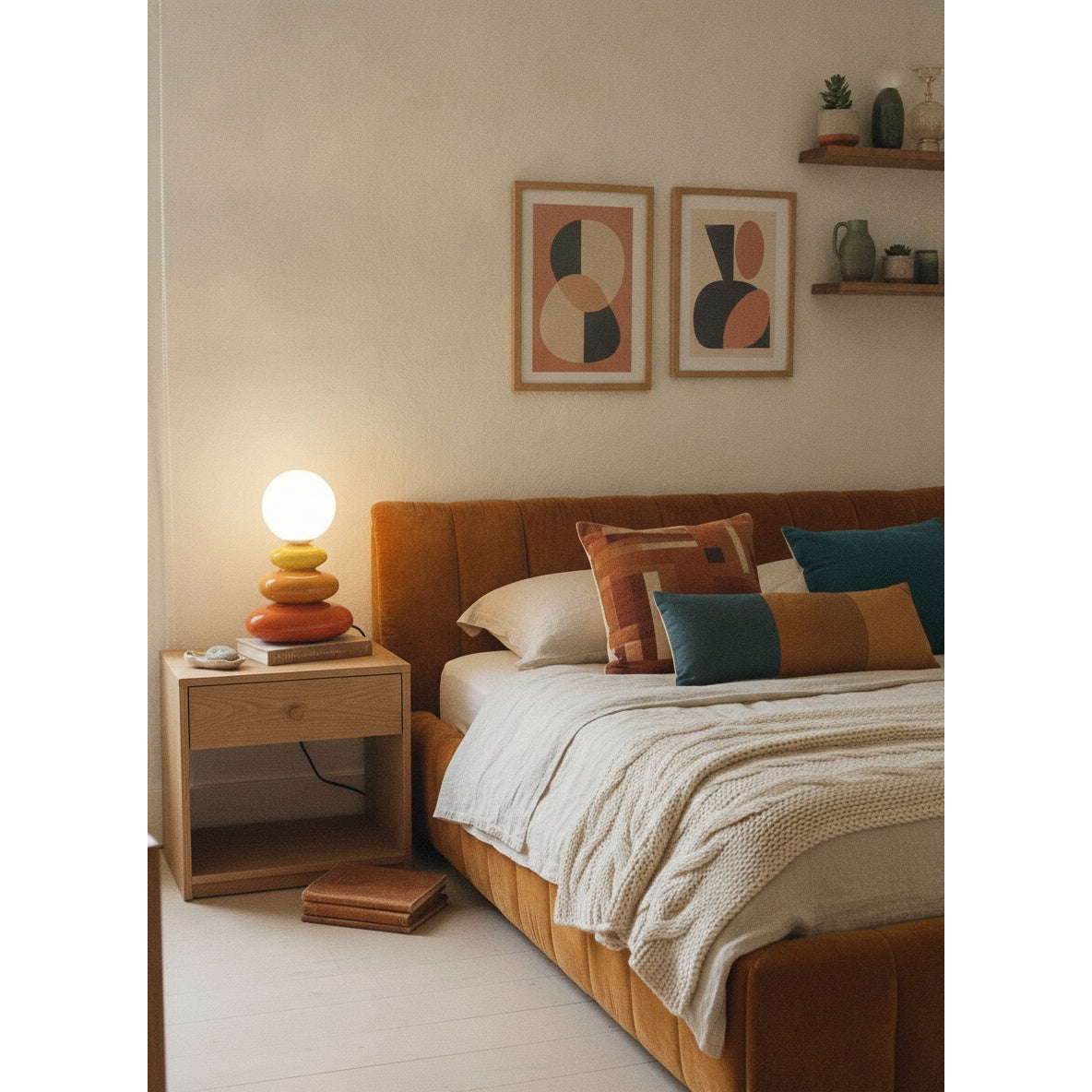 Ceramic Stacked LED Table Lamp - lifestyle 2