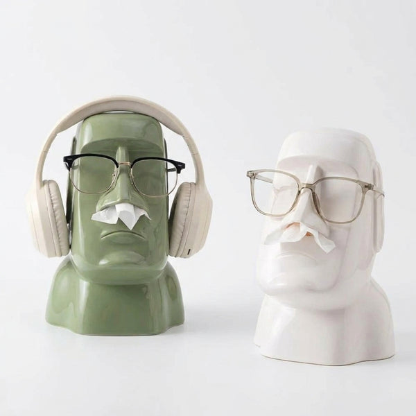 Stone Statue Tissue Box Headphone Holder