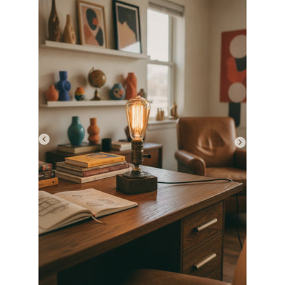 Vintage Wood Industrial Table Lamp - lifestyle 1