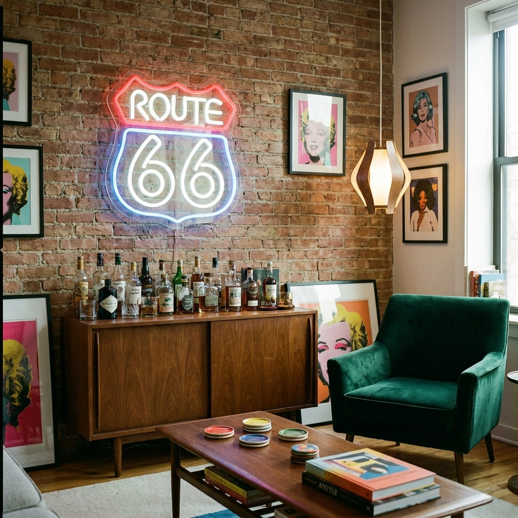 Route 66 Acrylic Neon Sign - lifestyle 2
