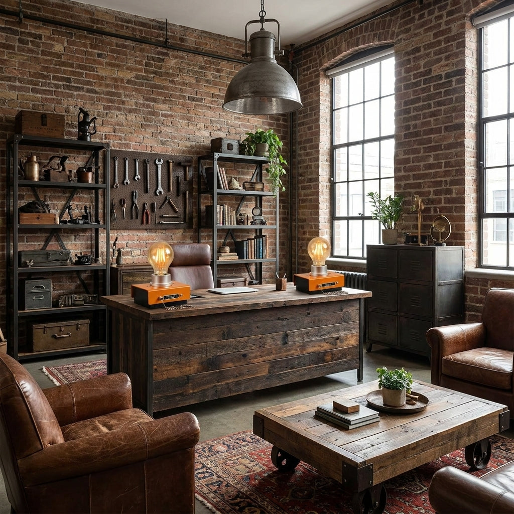 Retro Industrial Orange Table Lamps - lifestyle 3