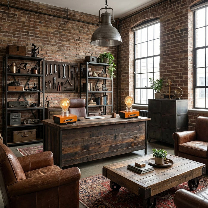 Retro Industrial Orange Table Lamps - lifestyle 3
