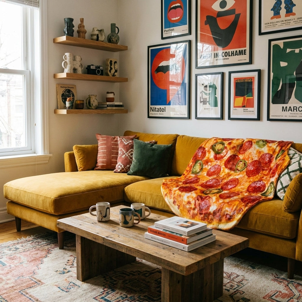 Soft Flannel Pizza Blanket - lifestyle 2