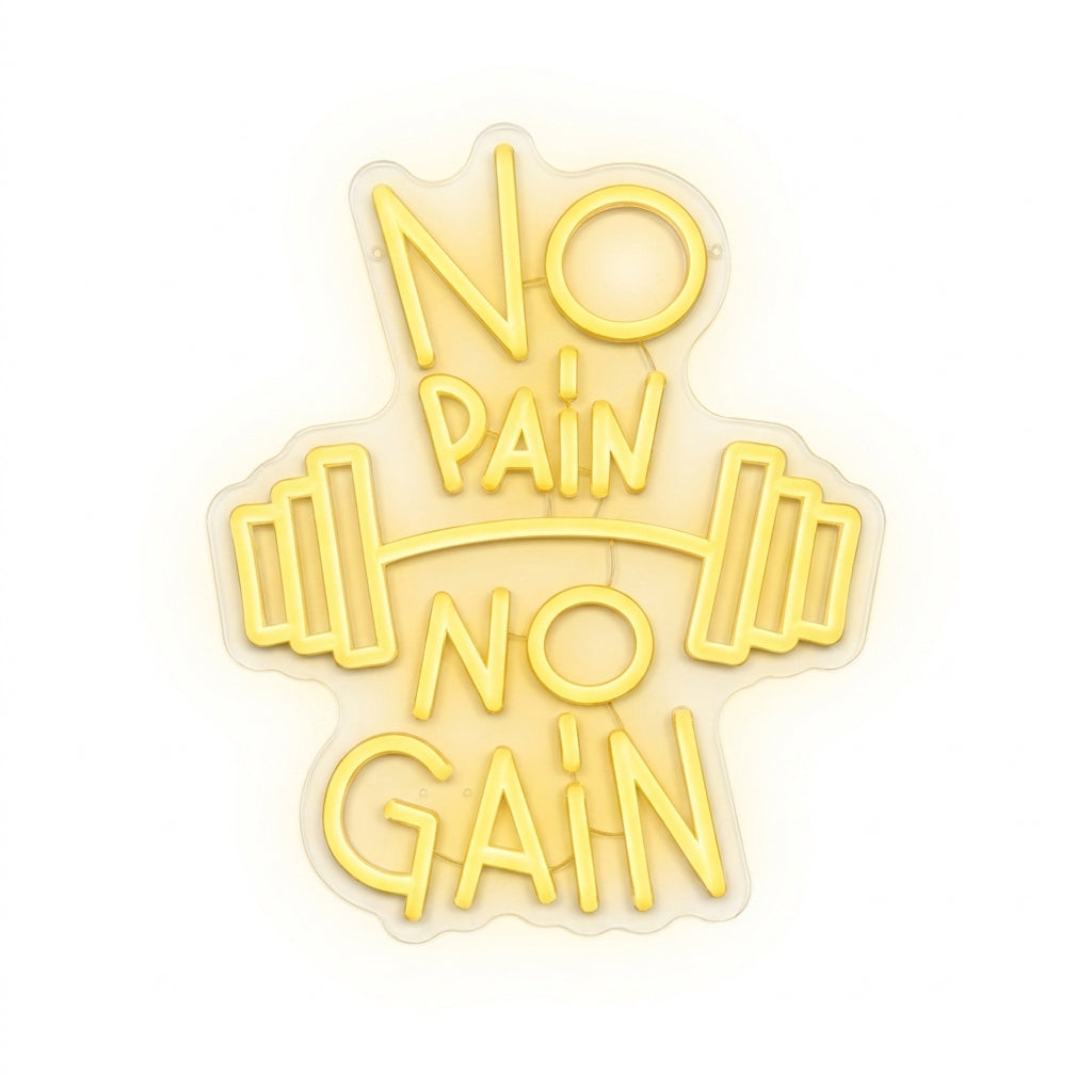 No Pain No Gain Neon Sign - 35x29cm-YELLOW