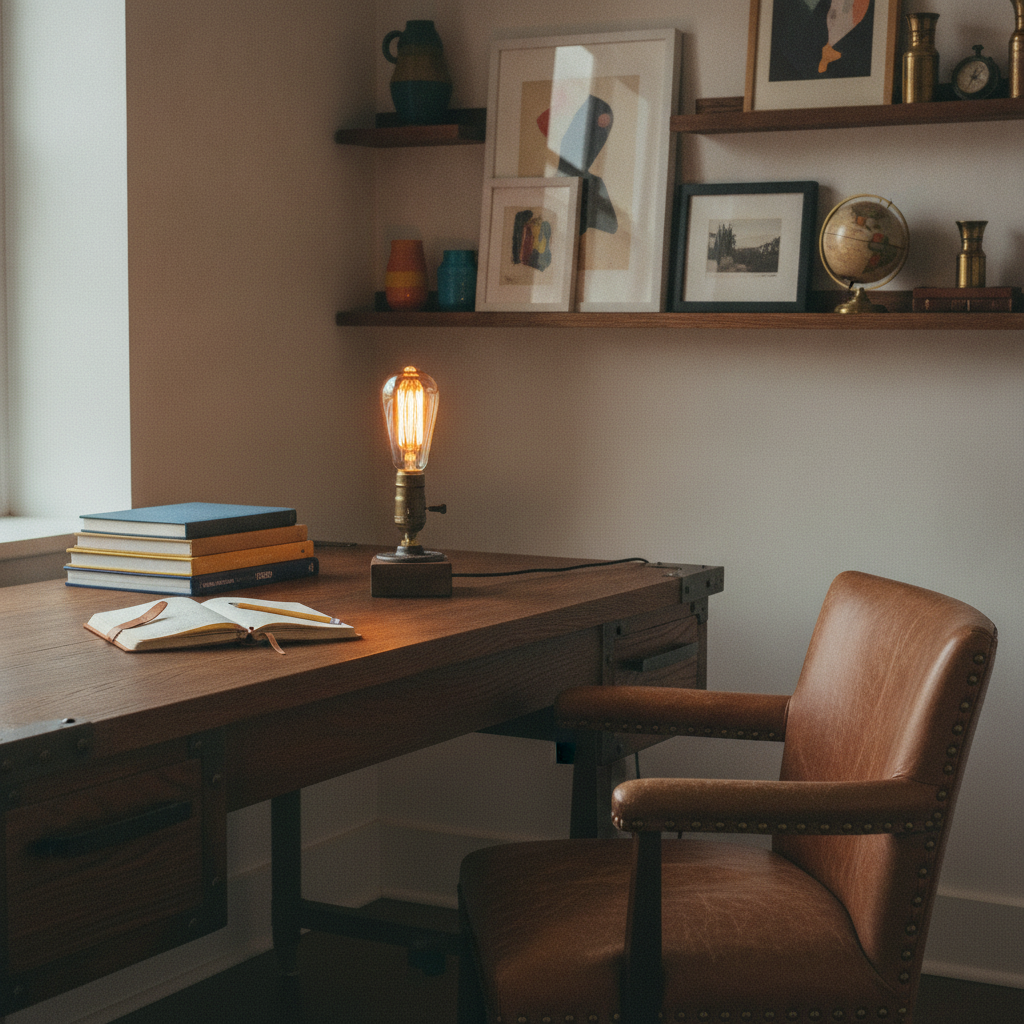 Vintage Wood Industrial Table Lamp - lifestyle 2