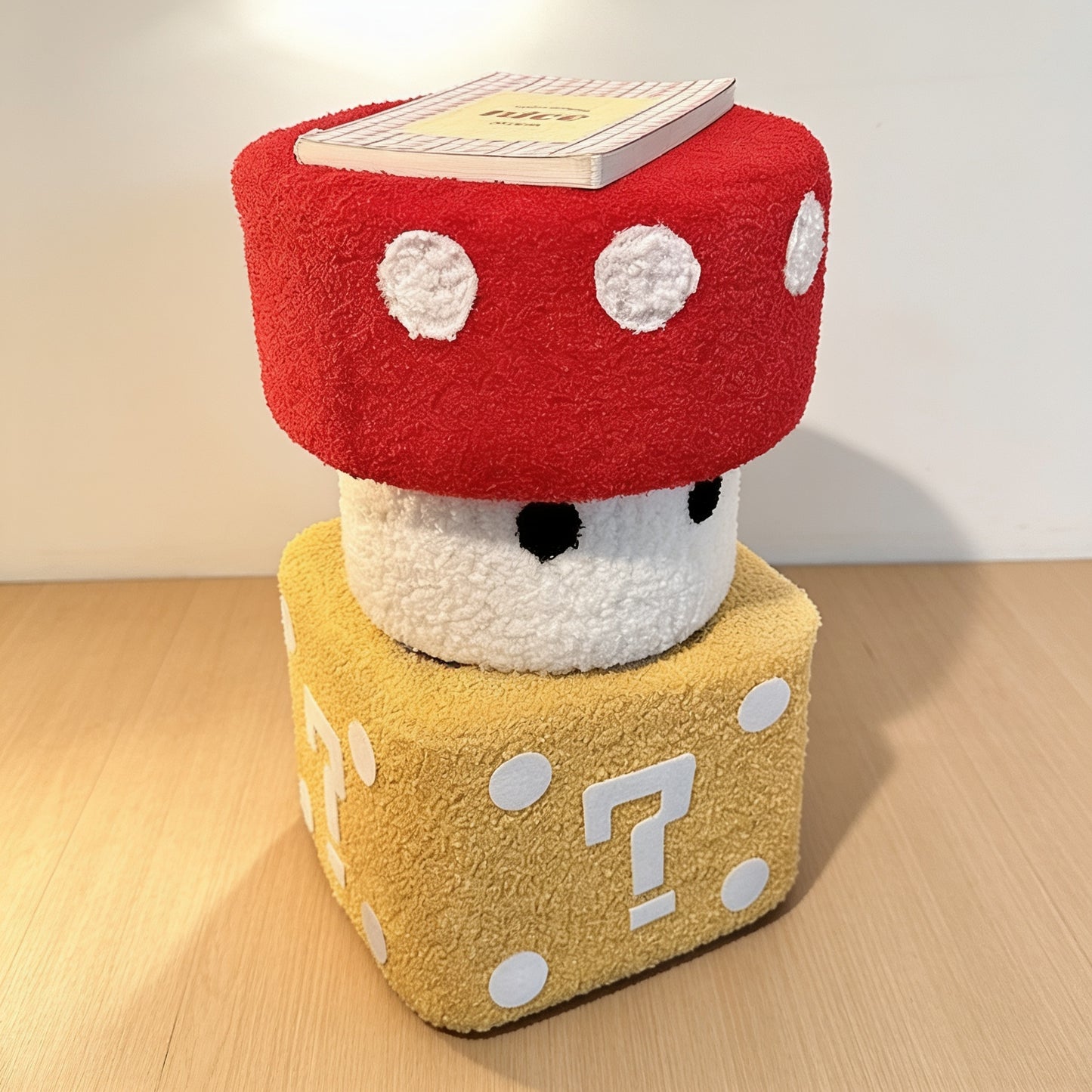 Solid Wood Mushroom Dice Stool Bench — studio shot