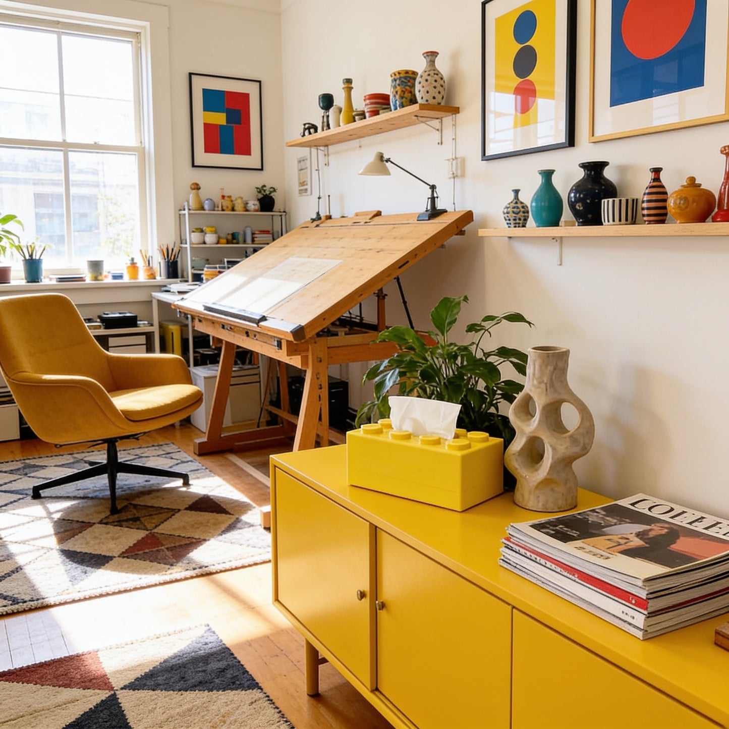 Building Block Tissue Box in home office wide