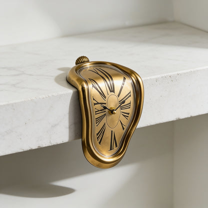 Melting Distorted Wall Clock - Gold