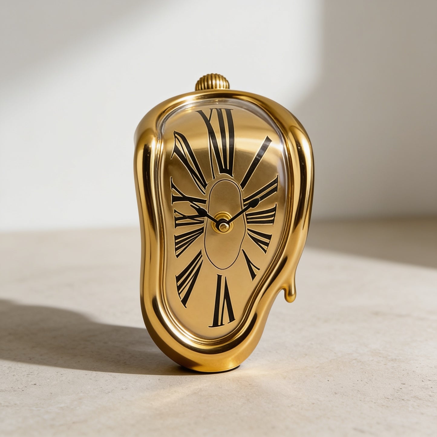 Surreal Melting Shelf Clock — Gold