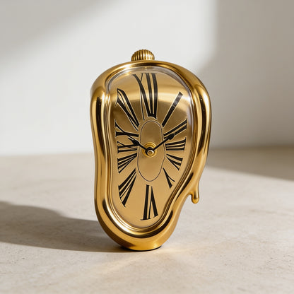 Surreal Melting Shelf Clock — Gold