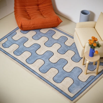 Modern Wavy Geometric Rug — close-up lifestyle