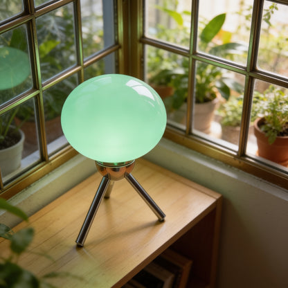 Glass Orb Tripod Table Lamp lifestyle close-up