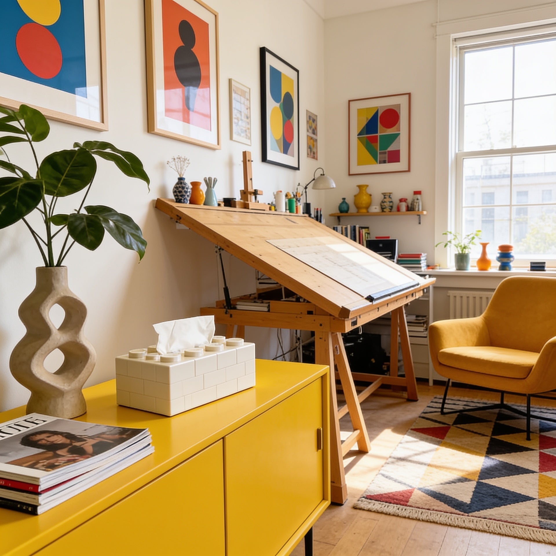 Building Block Tissue Box in home office mid