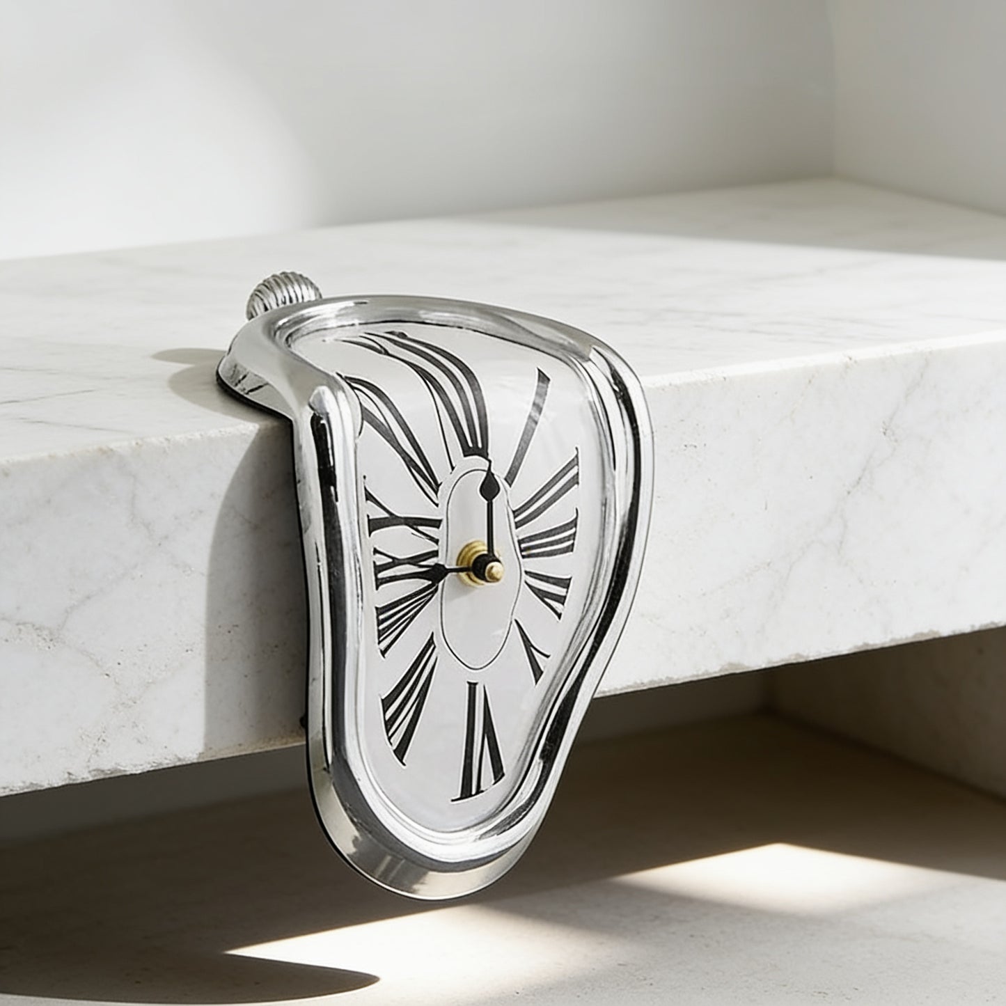 Melting Distorted Wall Clock - Silver