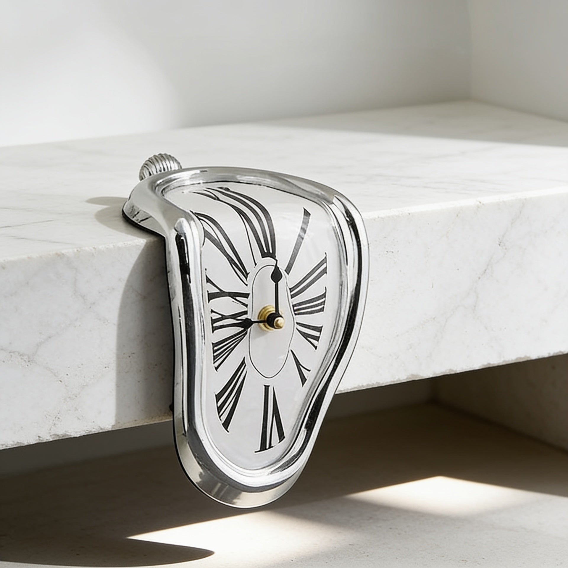 Melting Distorted Wall Clock - Silver