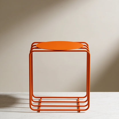 Minimalist Iron Art Side Table — Orange