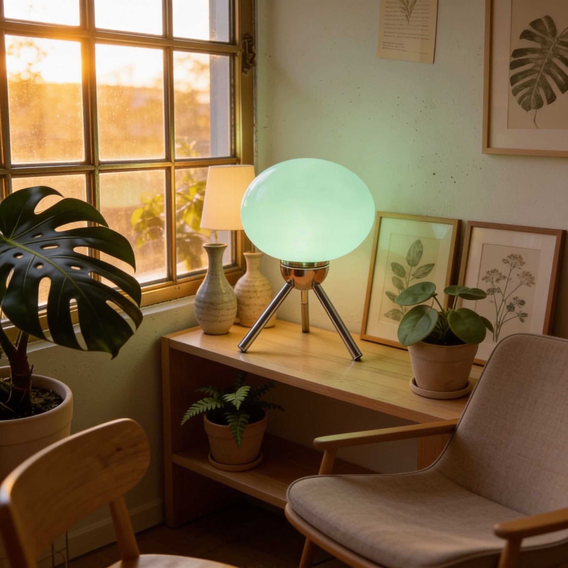 Glass Orb Tripod Table Lamp lifestyle medium