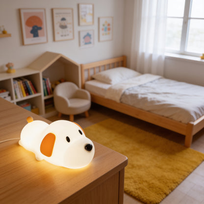 Silicone Puppy LED Night Light lifestyle close-up