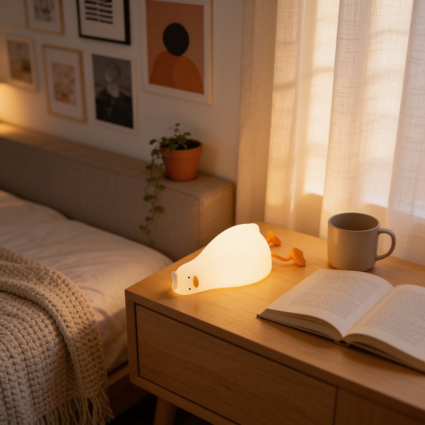 Silicone Duck LED Night Light lifestyle close-up