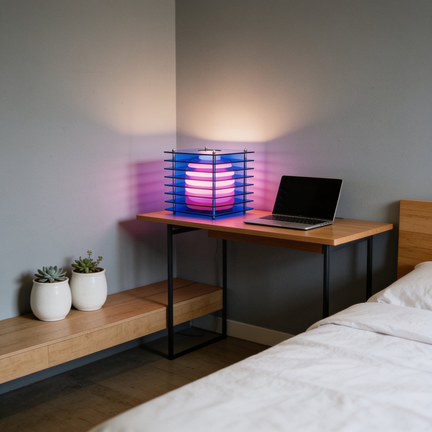 Acrylic Sphere Ambient Desk Lamp — wide room shot