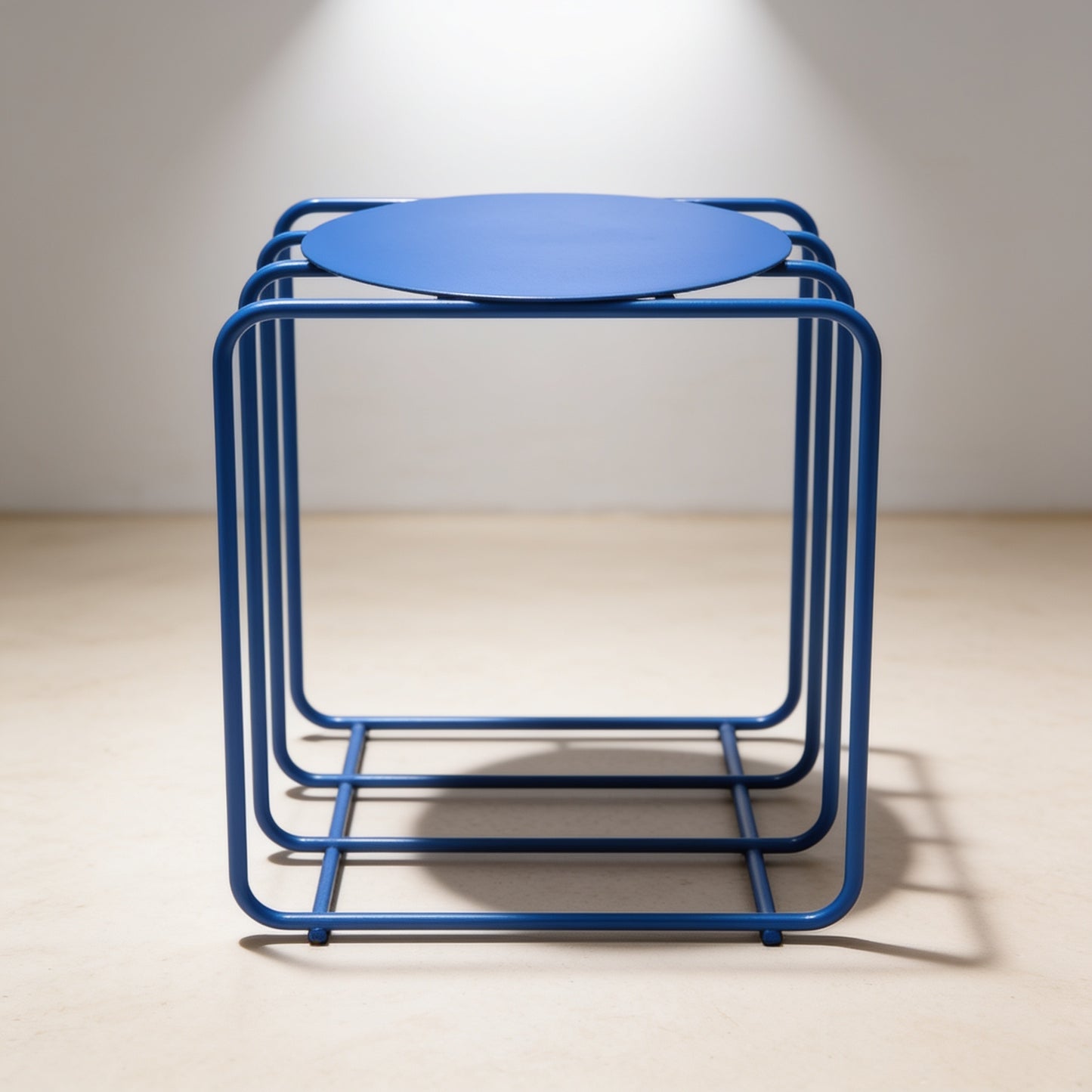Minimalist Iron Art Side Table — Blue