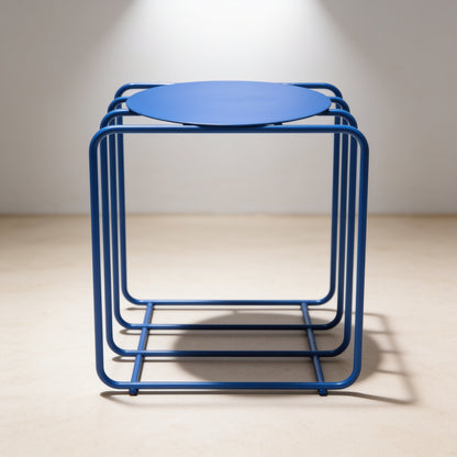 Minimalist Iron Art Side Table — Blue