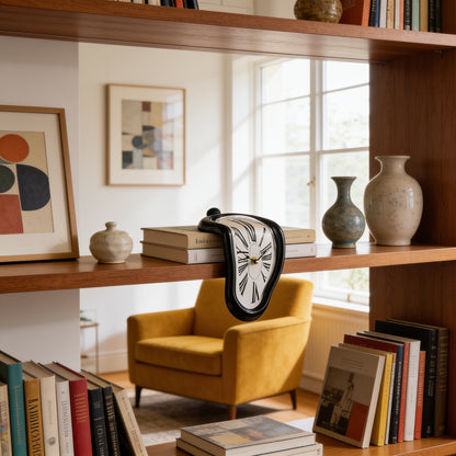Surreal Melting Shelf Clock in living room mid