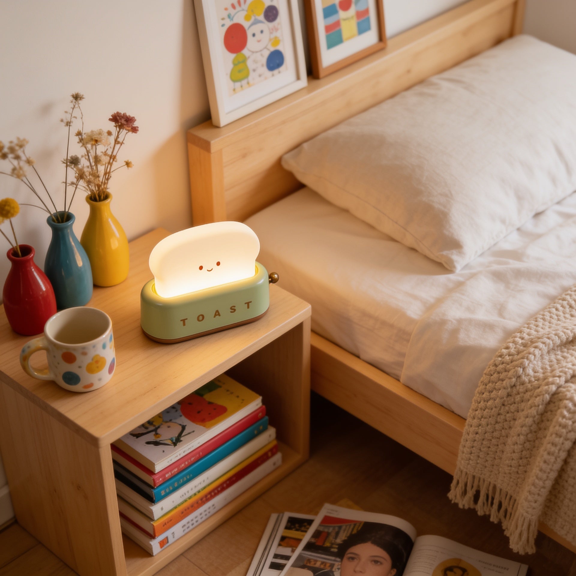 Cute Toast ABS Night Light lifestyle close-up
