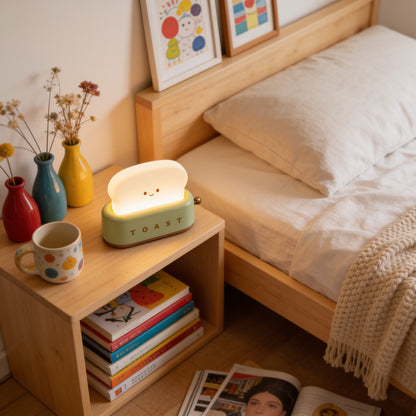Cute Toast ABS Night Light lifestyle close-up