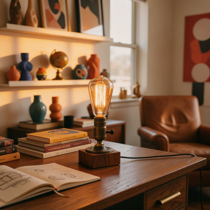 Vintage Wood Industrial Table Lamp lifestyle medium
