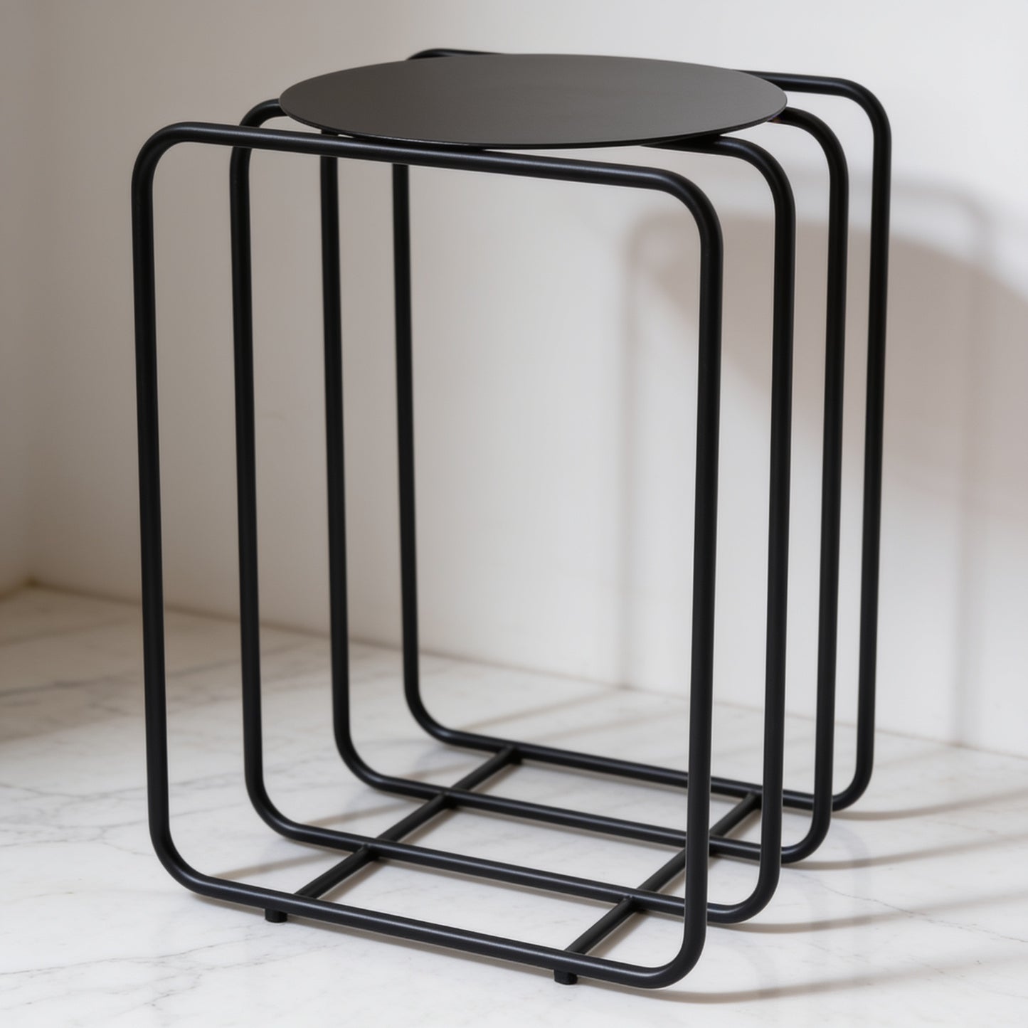 Minimalist Iron Art Side Table — Black