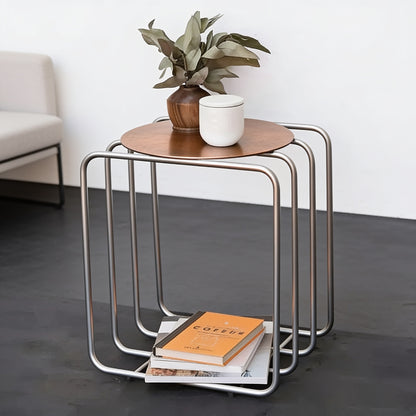 Minimalist Iron Art Side Table — wide room shot